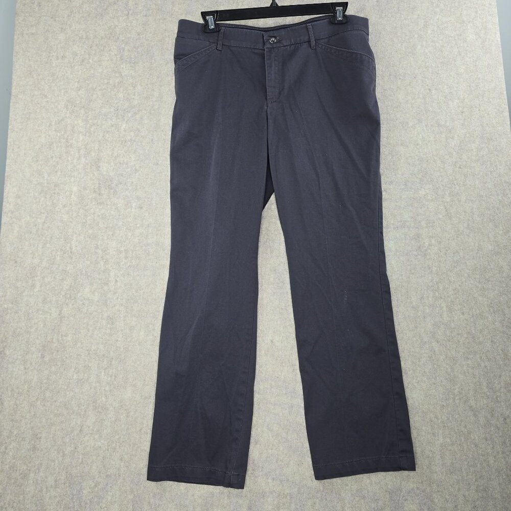 Lee Women Straight Leg Pants Dark Gray Mid Rise Regular Fit Flex Motion Size 16M